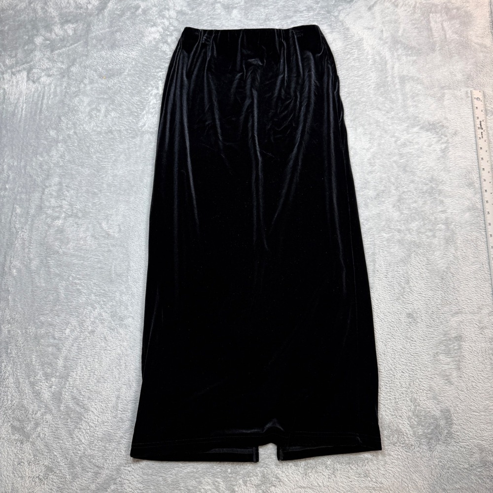 Vintage Willi Smith Maxi Skirt Women Medium Black Velvet Slit Goth Evening 90s